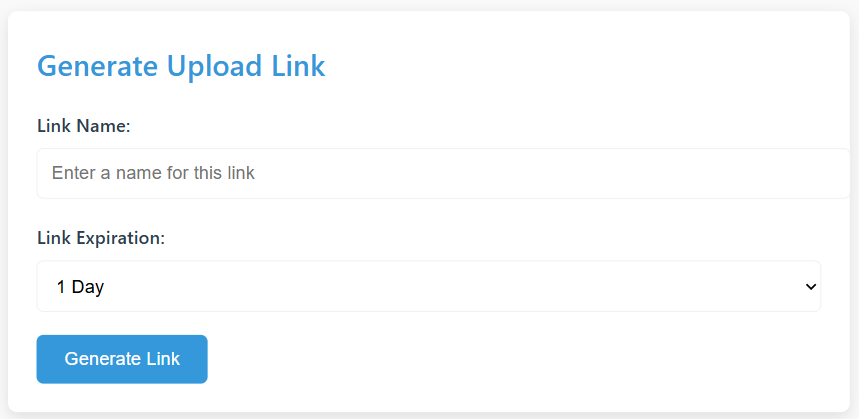DropMe Admin Dashboard - Link Generation